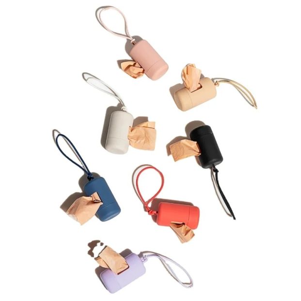 Stylish dog poop bag carriers in pastel and bold colors – full product lineup