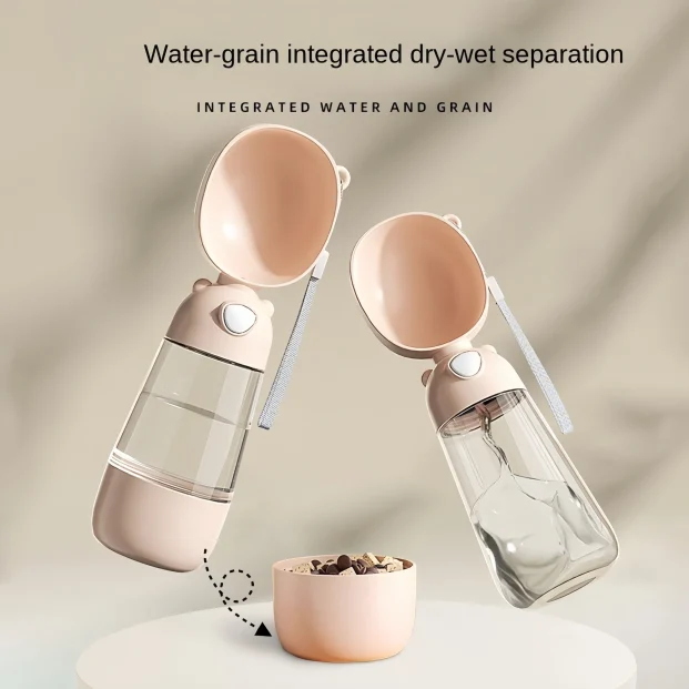 Portable dog water bottle with built-in foldable bowl