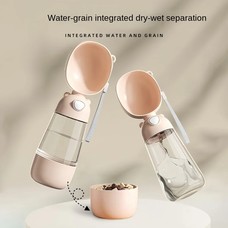 Portable dog water bottle with built-in foldable bowl